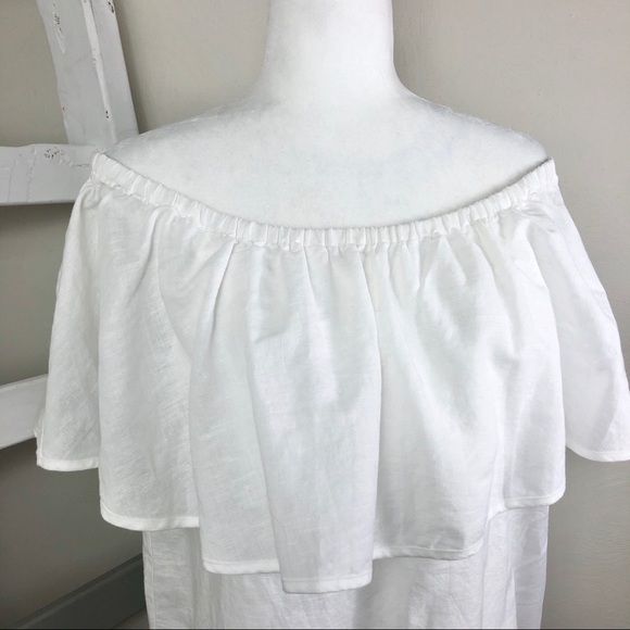 JCREW Cabana Dress Off Shoulder Ruffle Linen NWT - Picture 3 of 11